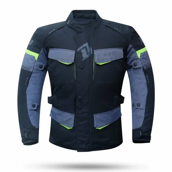 Chaqueta Moto Degend Travel Negra Gris fluor